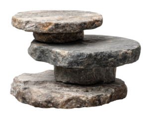 Stacked stone sculptures artistic display natural light isolated on transparent background