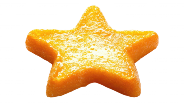 Close up of a single star shaped orange fruit slice food