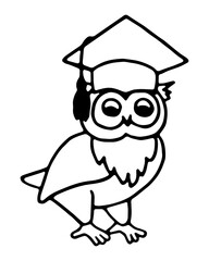 Vector illustration of a wise owl in doodle style. Educational back to school concept. Основные RGB