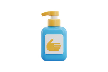 3d illustration icon of Hand sanitizer bottle, health and hygiene concept. Isolated on transparent background, png