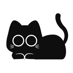 Cute Black cat in Halloween day. Black cat cartoon isolated on PNG.