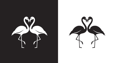 Logo Template Two Flamingos Forming a Heart Shape Minimalist Vector Icon
