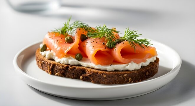 smoked salmon toast cream cheese dill capers
