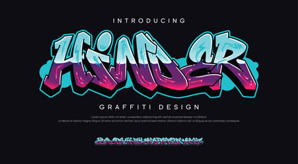 Hinder Colorful graffiti editable text style effect. Vector text effect with paint wall concept.