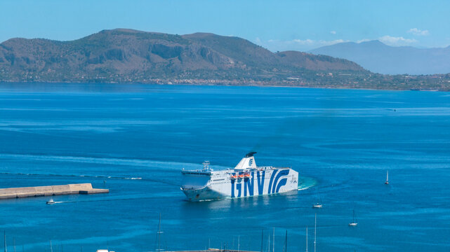 Gnv ferry sailing in the Mediterranean Sea. Palermo, Italy - October, 2025

