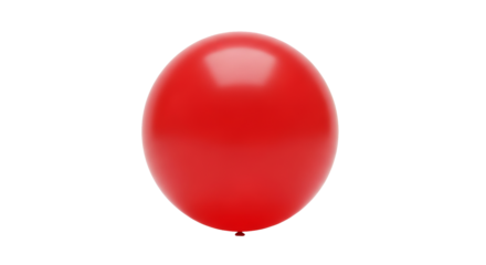 A single red balloon floats against a completely solid background, its surface reflecting light.