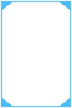 Blue rectangular frame border with decorative scalloped corner clouds. Simple sky-themed border design for certificates, invitations, posters, and children's educational materials. High-res PNG