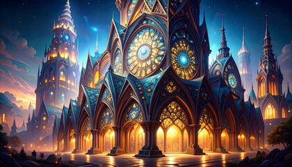Obraz premium Enchanting Gothic Architecture at Twilight