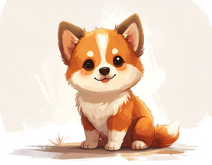 Little corgi dog poses playfully in field of dreams