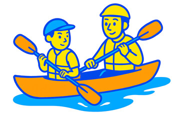 Father and son enjoying a sunny afternoon on the Lake