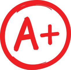 Obraz premium A plus grade in red circle hand drawn illustration for education and school performance isolated on white background