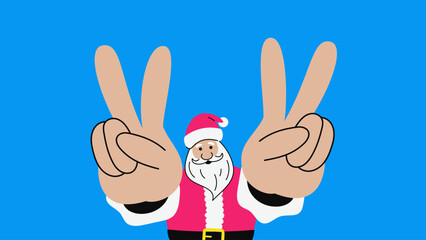Santa Claus Showing Peace Sign. Christmas, New Year background