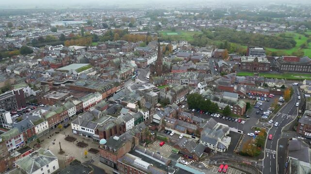 Aerial Video of Dumfries Scotland UK.Dumfries market town and former royal burgh in Dumfries and Galloway, 