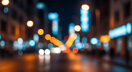 Feel the vibrant pulse of city nightlife with this stunning out-of-focus street scene, perfect for conveying urban energy and modern sophistication