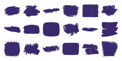 Collection of 18 Dark Purple Brush Stroke and Shape Elements