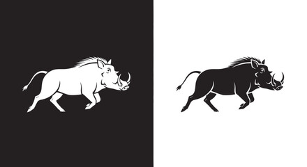 Running Warthog Mascot Vector Logo with Stylized Wild Boar Silhouette