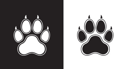 Bold Animal Paw Print Vector Icon with Claws for Logo and Mascot Design