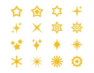 Star Vector Set. Yellow Star Icon Collection. Star Shape Elements.