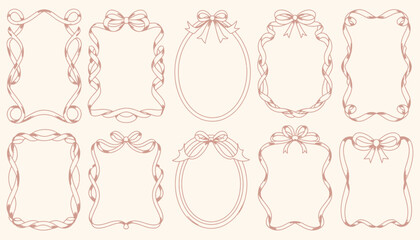 Set of 10 decorative ribbon frame designs scalable vector illustration eps format for versatile use silhouette vector illustration white background