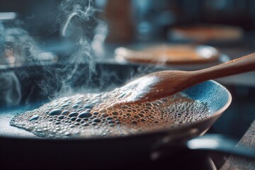 cooking tajadas in home kitchen