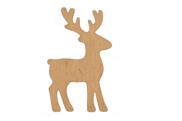 Wooden reindeer cutout standing as christmas decoration