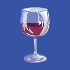 Illustration of a glass of red wine with a blue background, perfect for a wine tasting event or restaurant menu