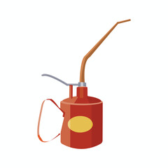 Oil can isolated on white background, a tool for lubricating machinery and equipment with precision