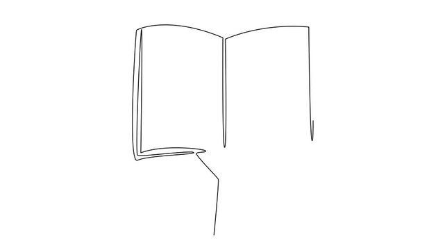 Animation of single continuous line drawing hand holding a notebook. Opening notes. Reading references becomes better. National Notebook Day. One line self drawing animated. Full length motion