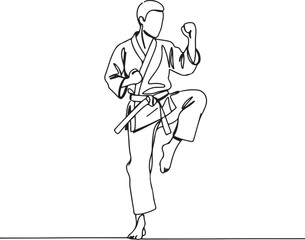 Karate Fighter in a Defensive Stance uniform martial