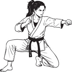 Woman in martial arts uniform performing a punch karate