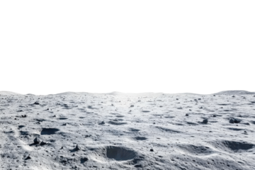 Moon surface isolated on white background. Moon surface landscape panorama view isolated on white background.