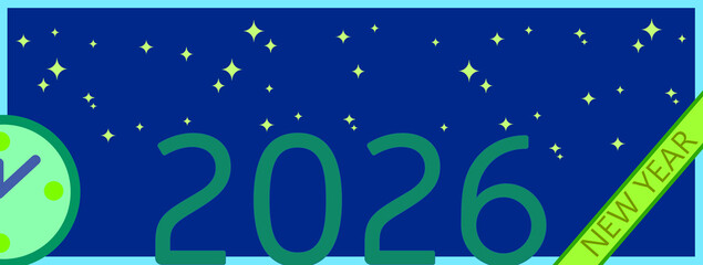 New year 2026, colorful and time.
