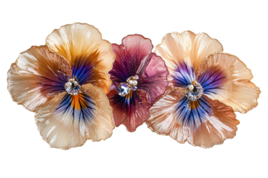 Collection of colorful pansy flower heads isolated on transparent background. Pansies flower isolated on white background.