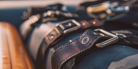 Luggage straps and buckles detail for travel concept