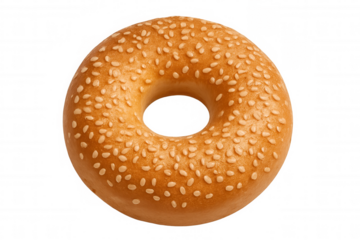 Sesame seed bagel, a golden baked breakfast bread or snack, ready for a healthy start, transparent background