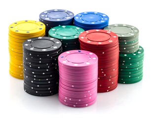 Colorful poker chips stacked