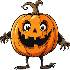 Obraz premium Hand Drawn Pumpkin Monster Vector for Halloween