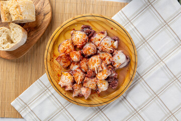 Pulpo a la gallega serving traditional spanish octopus tapa