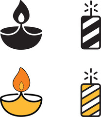Isolated Black Diwali, Diyas Firecracker, Festival of Lights, Celebration Symbol, Minimal Vector, Modern Minimal, Black Line, Light Festival Icon, Firecracker Celebration