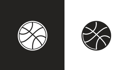 Fototapeta premium Minimalist Basketball Icon Vector Set in Black and White for Sports Design