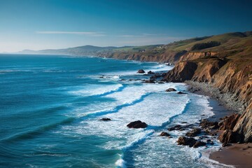 Obraz premium Bodega Bay Head: A Serene Escape by the Beautiful Blue Pacific Ocean in California's Nature-Inspired Landscape
