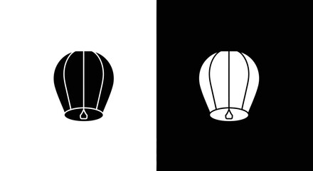 Simple black and white sky lantern icon illustration set.