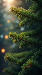 Blurred lights shining amongst tree branches background.