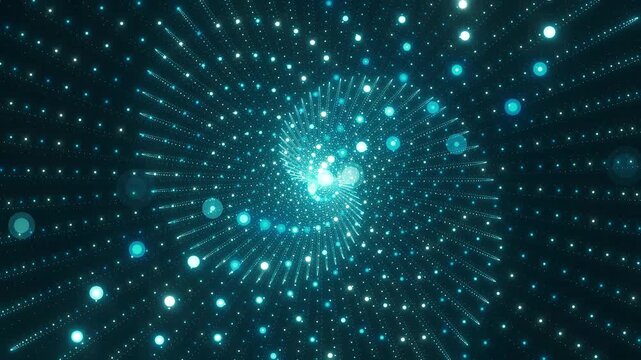 Spiral Light Particles In Deep Blue Digital Cosmos For Futuristic Data Visualization