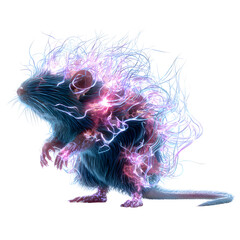 Mouse with electrical fields: An illustration showcasing a mouse surrounded by electrical fields, offering a unique perspective of energy and life. 