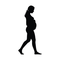 Fototapeta premium Elegant pregnant woman silhouette vector illustration for maternity and healthcare designs scalable eps silhouette vector illustration white background