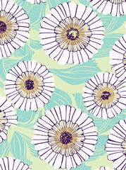 abstract, vector, monochrome, big flowers, all over textiles design, illustration digital image can be used for wrapping paper,allover