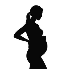 Pregnant woman silhouette vector illustration scalable eps icon for maternity family healthcare and love themes silhouette vector illustration white background