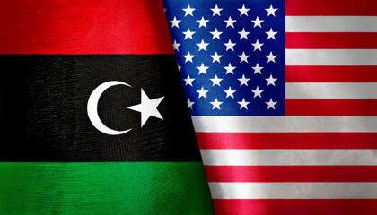 アメリカの国旗とリビアの国旗(USA Flag & Libya flag.)
