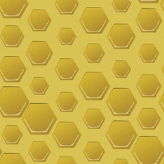 Seamless hexagon pattern with honeycomb. Vector illustration, geometric texture. Design for invitation, cards, textile, fabric. Doodle style.